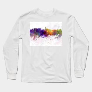 Asuncion skyline in watercolor background Long Sleeve T-Shirt
